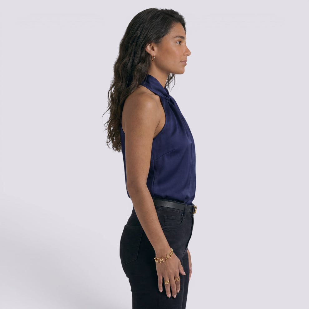 TOP HALTER MUJER SATÉN ELEGANTE