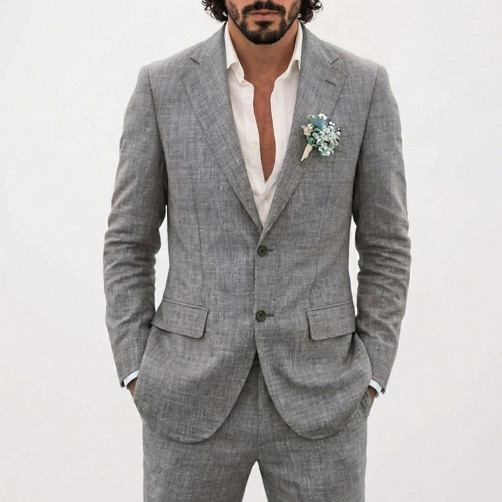 LUCAS | TRAJE DE NOVIO HOMBRE CON CORTE RELAJADO Y SOLAPA CLÁSICA | VERANIEGO