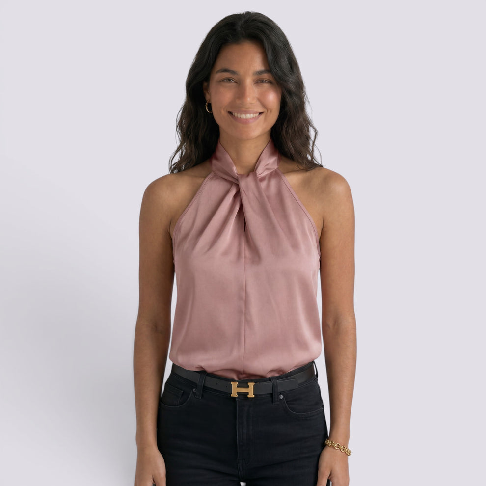 TOP HALTER MUJER SATÉN ELEGANTE