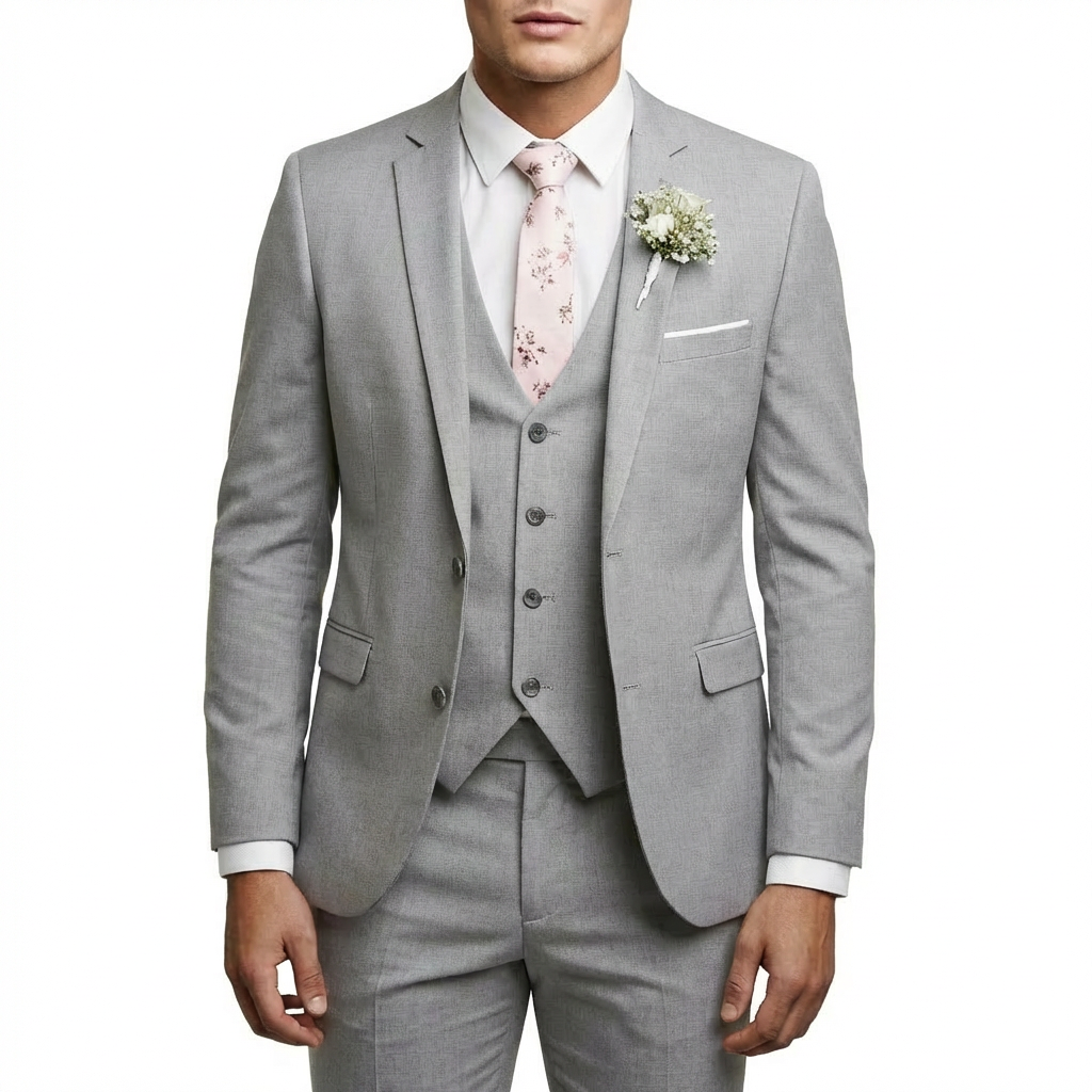 MATEO | TRAJE DE NOVIO HOMBRE CON CHALECO A JUEGO Y SOLAPA DE MUESCA | ELEGANTE