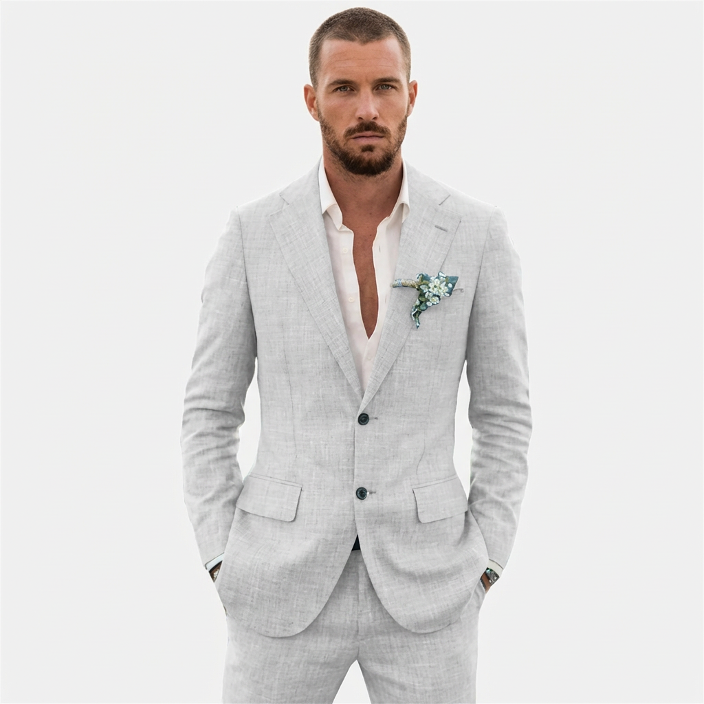 LUCAS | TRAJE DE NOVIO HOMBRE CON CORTE RELAJADO Y SOLAPA CLÁSICA | VERANIEGO