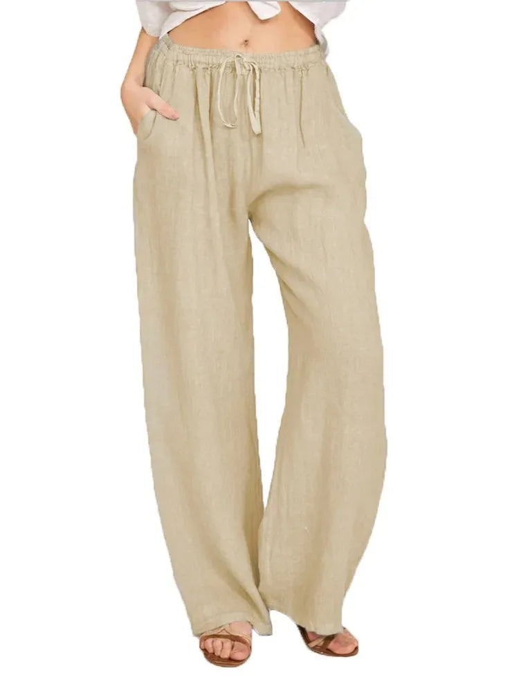Pantalones de algodón de lino