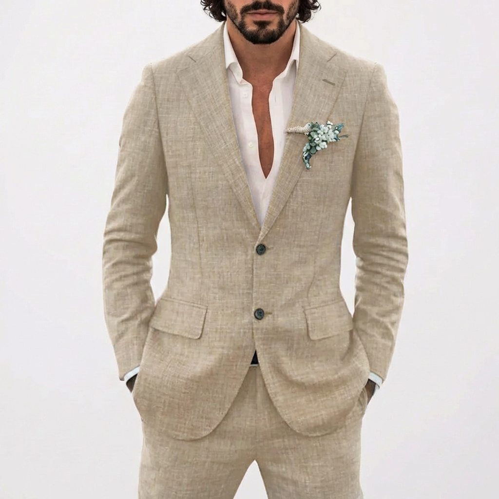 LUCAS | TRAJE DE NOVIO HOMBRE CON CORTE RELAJADO Y SOLAPA CLÁSICA | VERANIEGO