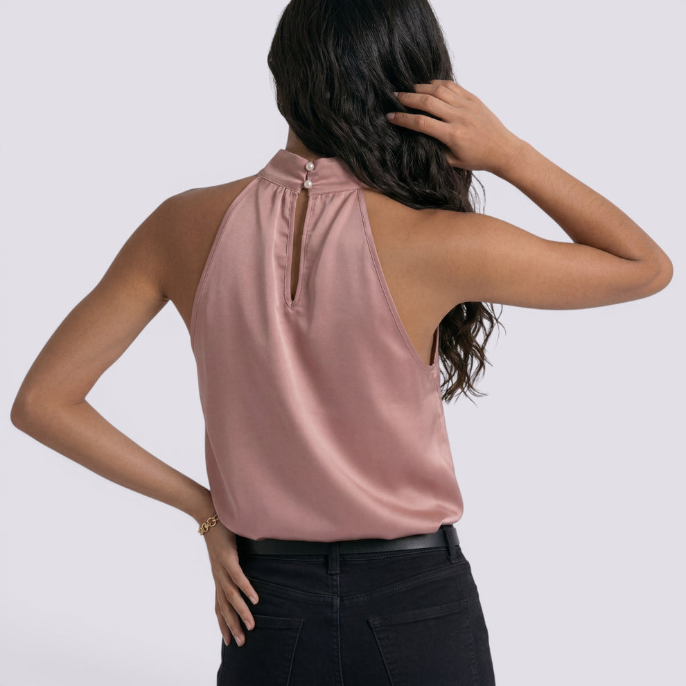 TOP HALTER MUJER SATÉN ELEGANTE