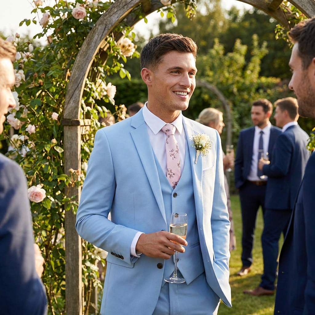 MATEO | TRAJE DE NOVIO HOMBRE CON CHALECO A JUEGO Y SOLAPA DE MUESCA | ELEGANTE