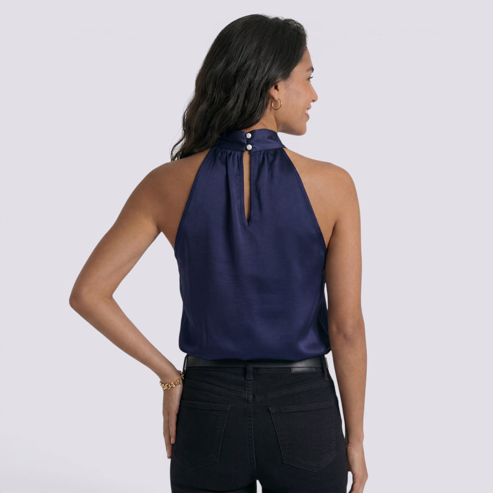 TOP HALTER MUJER SATÉN ELEGANTE