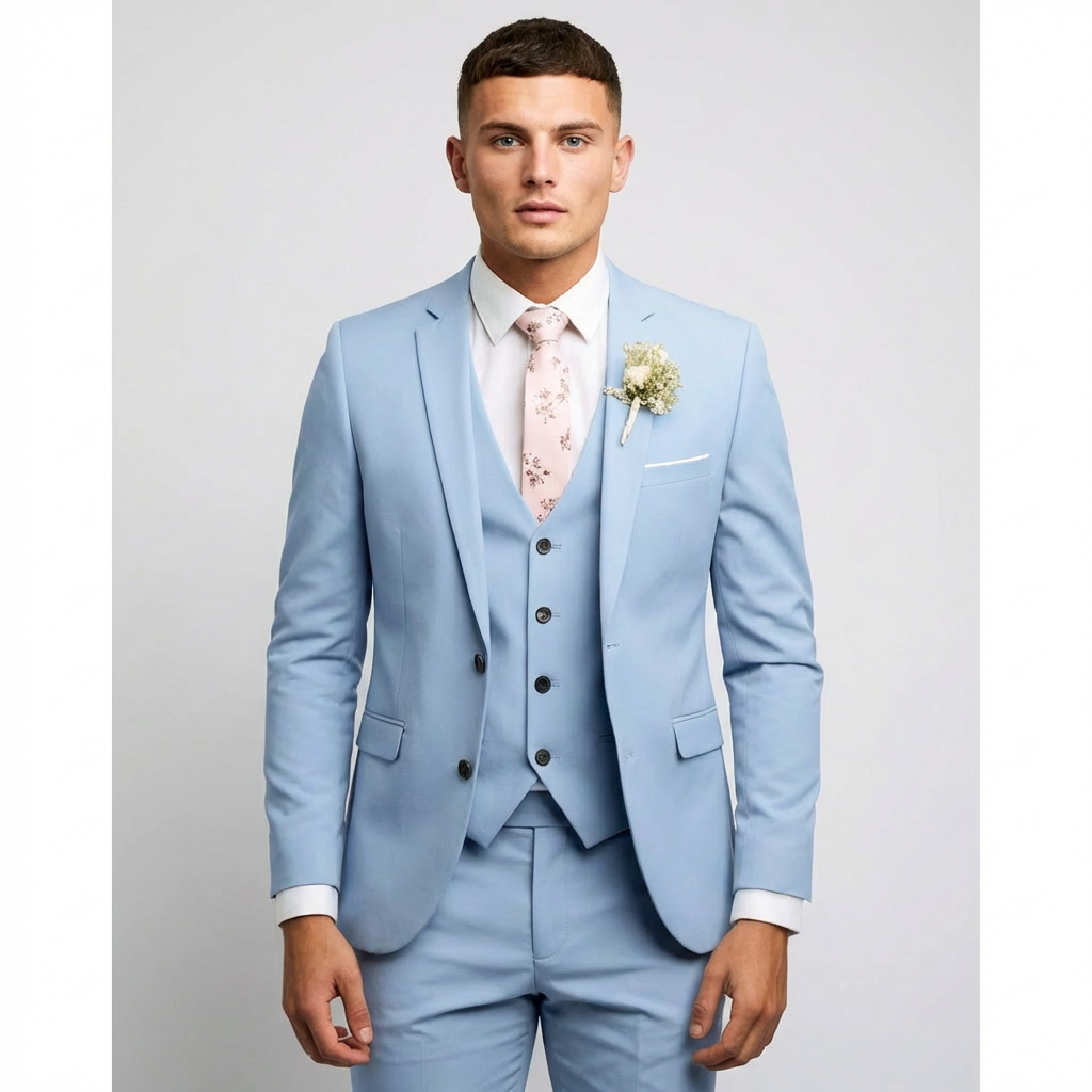 MATEO | TRAJE DE NOVIO HOMBRE CON CHALECO A JUEGO Y SOLAPA DE MUESCA | ELEGANTE
