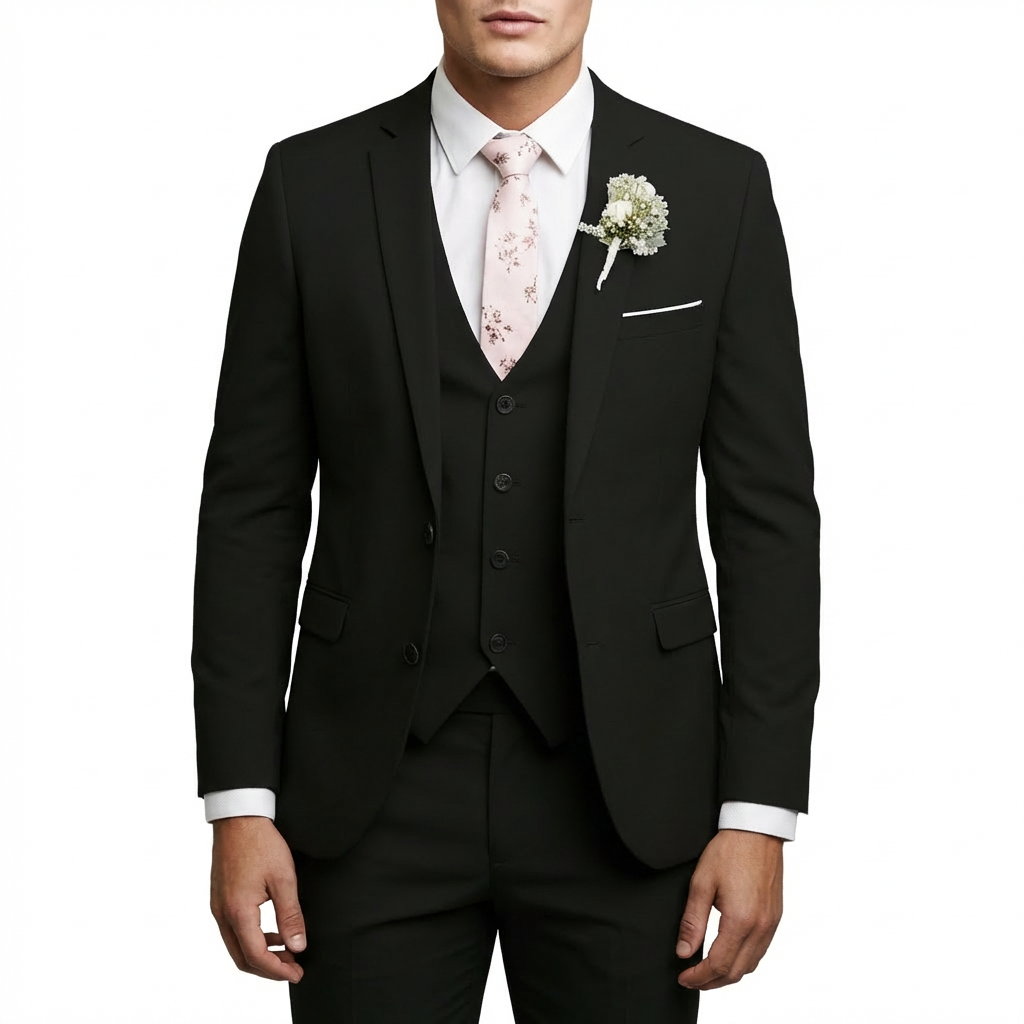MATEO | TRAJE DE NOVIO HOMBRE CON CHALECO A JUEGO Y SOLAPA DE MUESCA | ELEGANTE