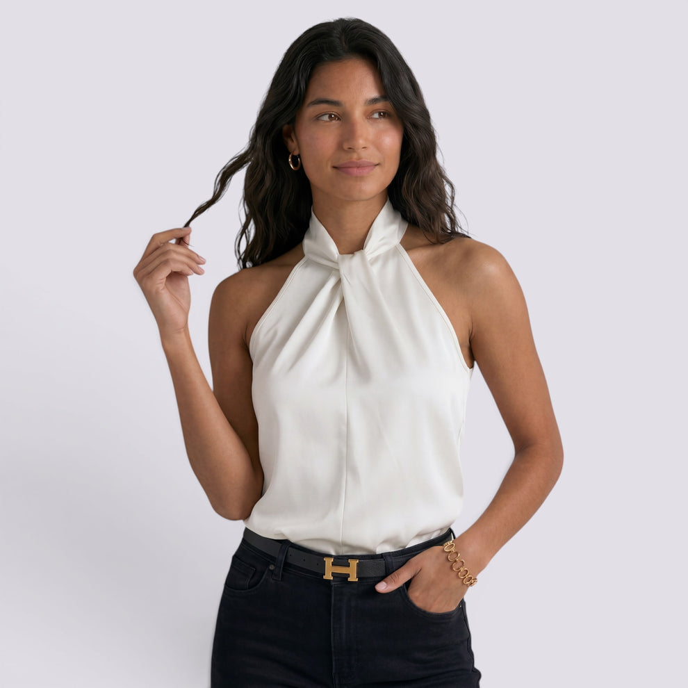 TOP HALTER MUJER SATÉN ELEGANTE