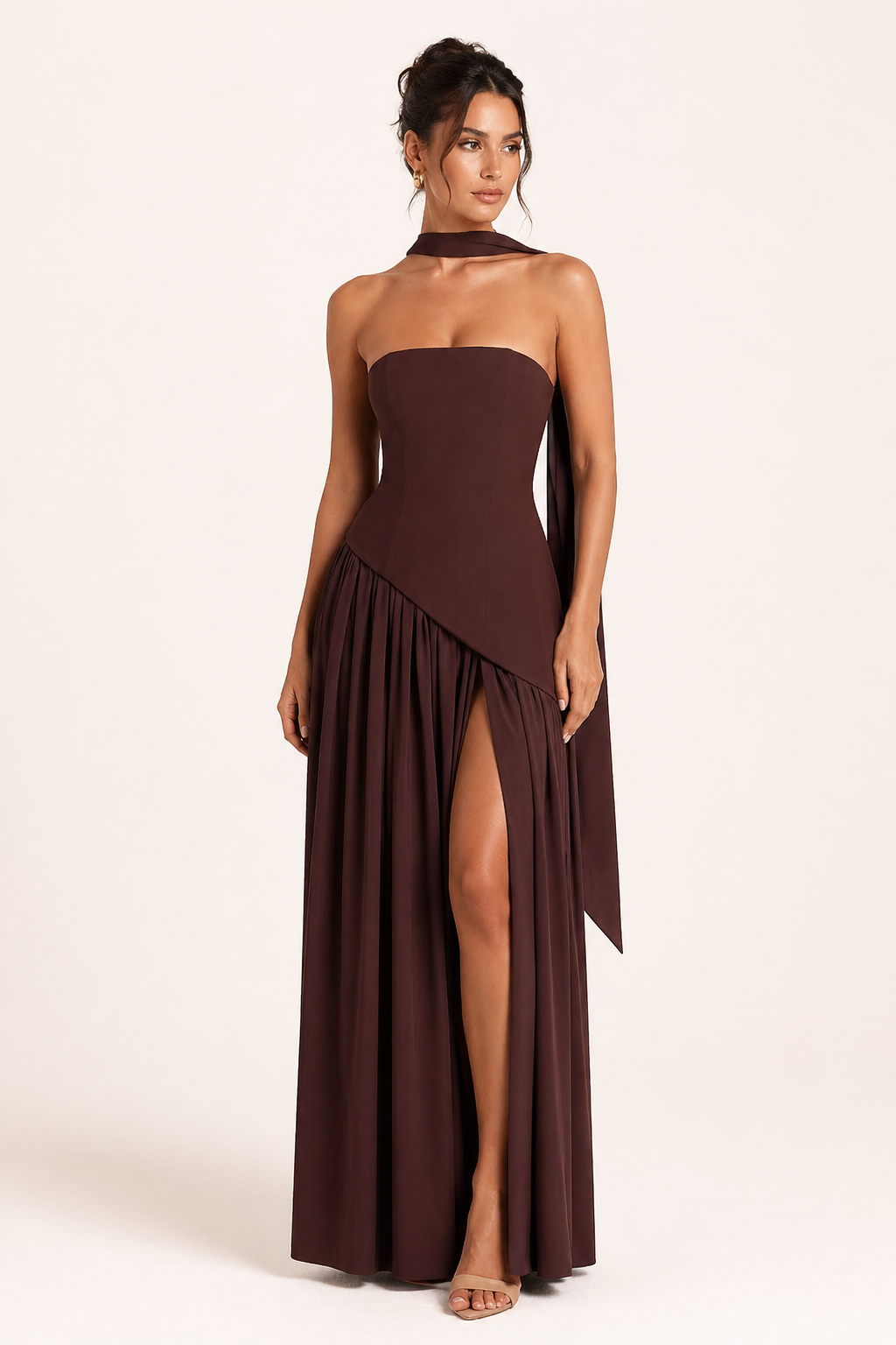 Vestido largo mujer abertura alta elegante fiesta - Nicole