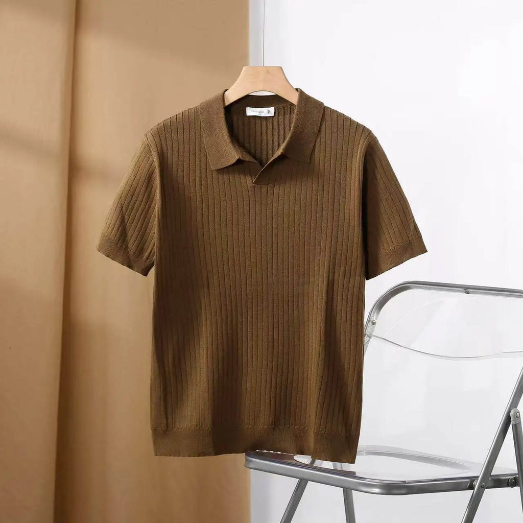 Polo para hombre ajuste slim con textura vertical y cuello abierto - Darel