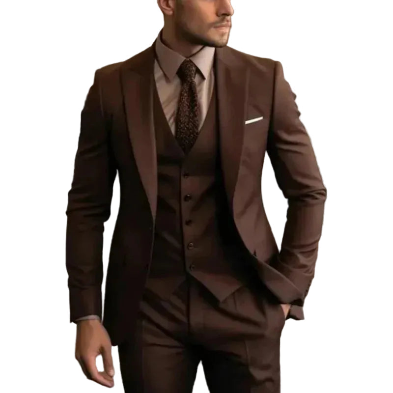 Traje de hombre de tres piezas con chaqueta, chaleco y pantalón