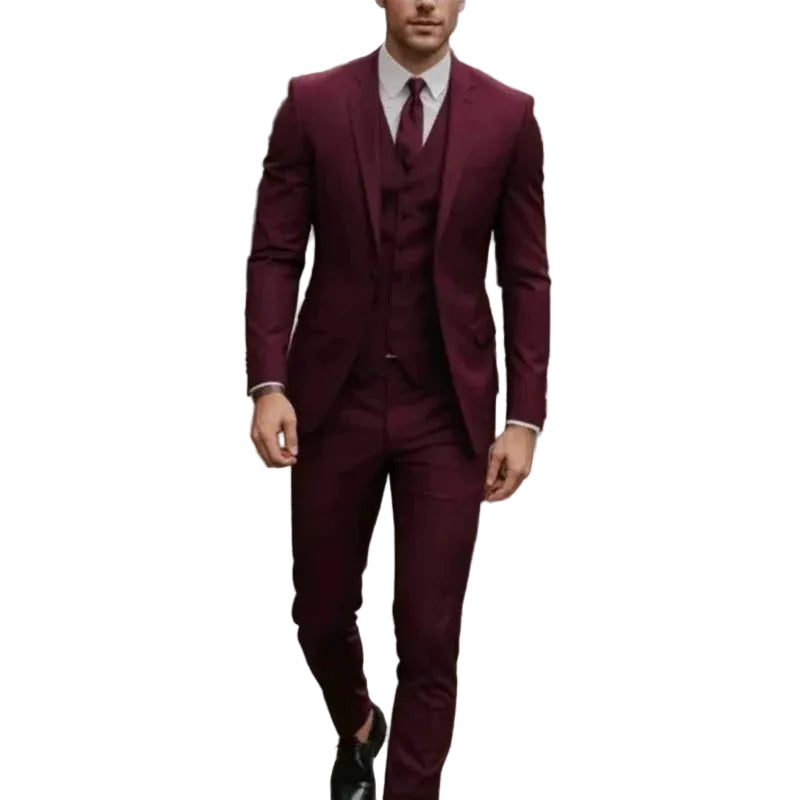 Traje de hombre de tres piezas con chaqueta, chaleco y pantalón