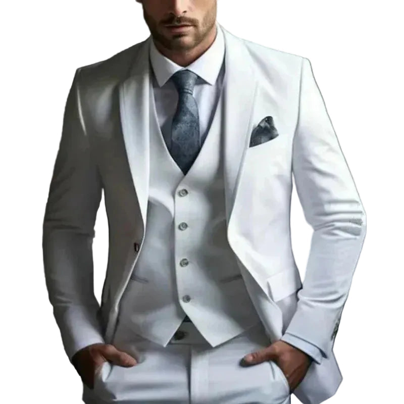 Traje de hombre de tres piezas con chaqueta, chaleco y pantalón