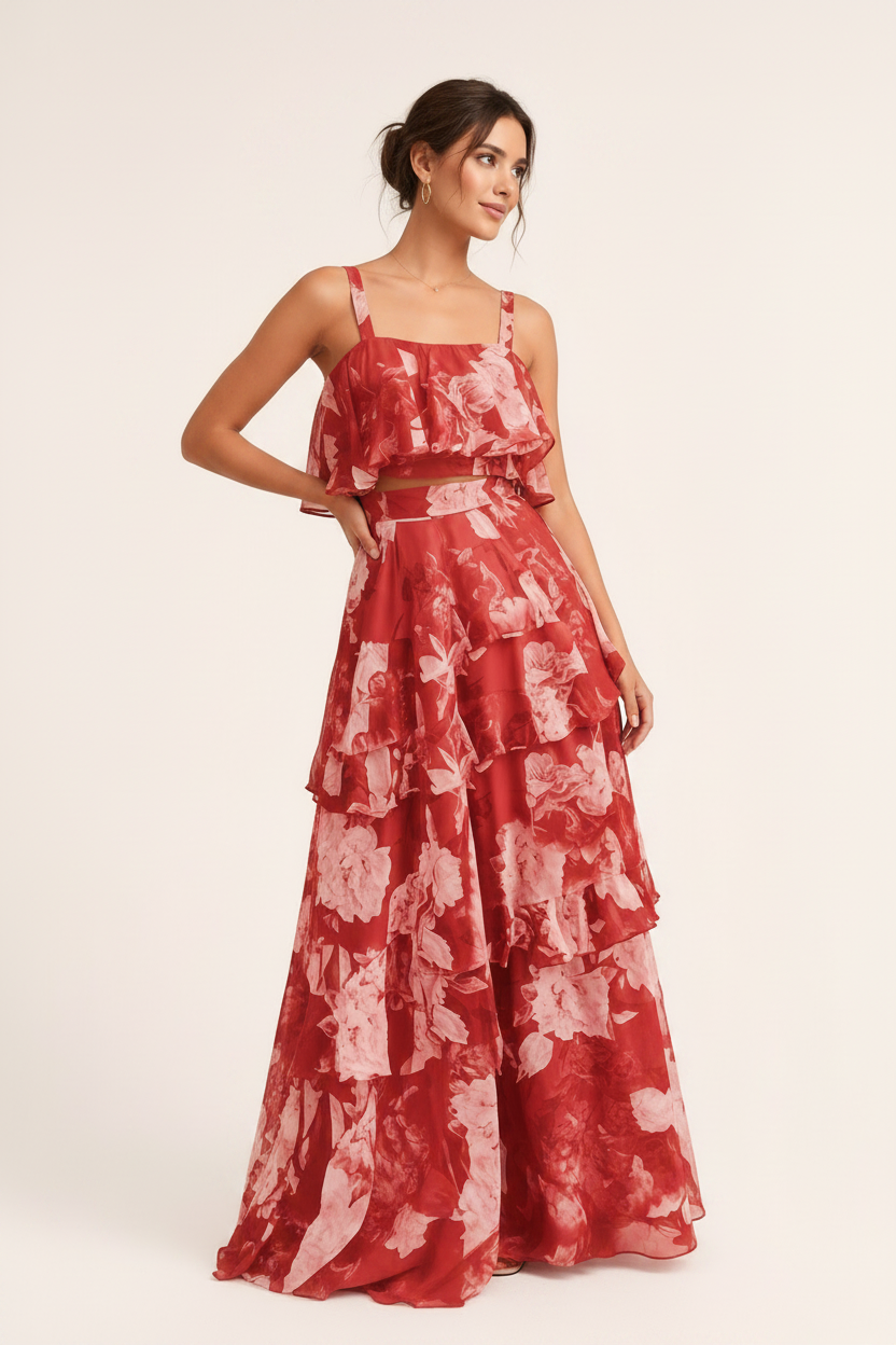 Set floral ligero de estilo veraniego y elegante para mujer - Alessandra
