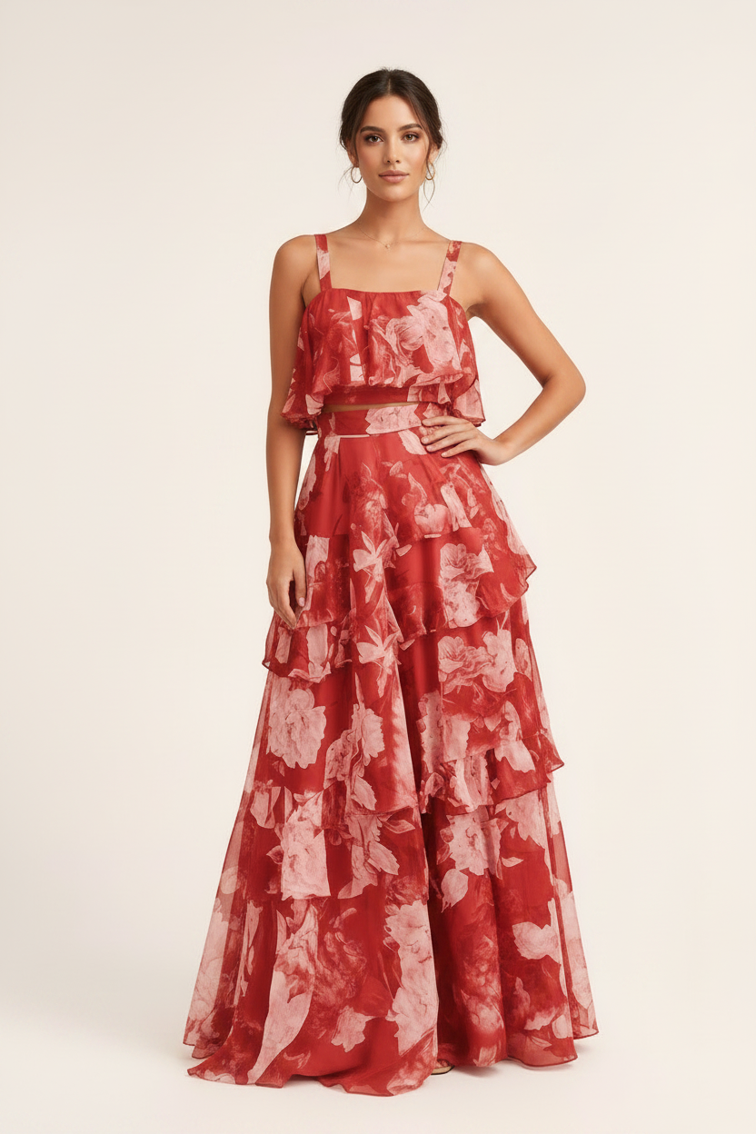 Set floral ligero de estilo veraniego y elegante para mujer - Alessandra