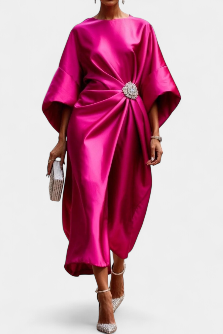 VESTIDO LARGO DE SATÉN UBELIA LUXE