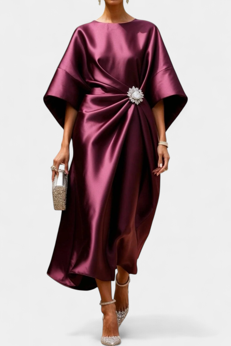 VESTIDO LARGO DE SATÉN UBELIA LUXE