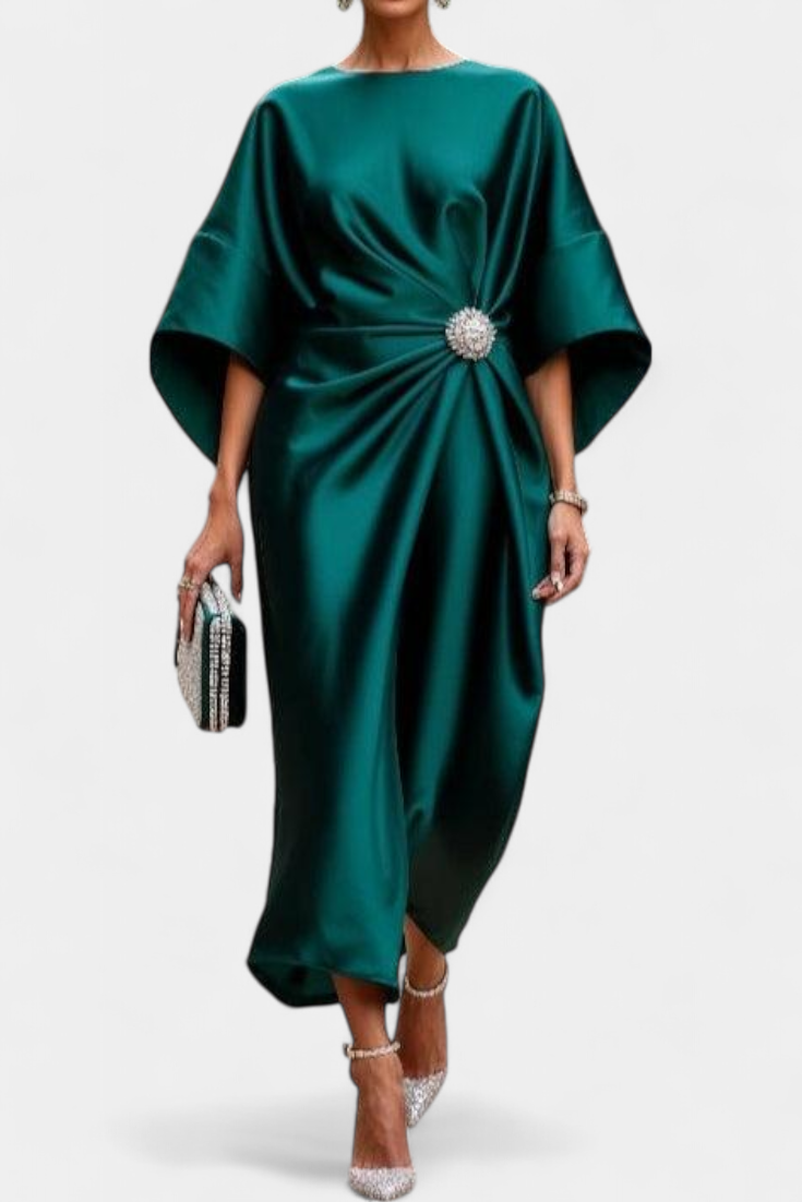 VESTIDO LARGO DE SATÉN UBELIA LUXE