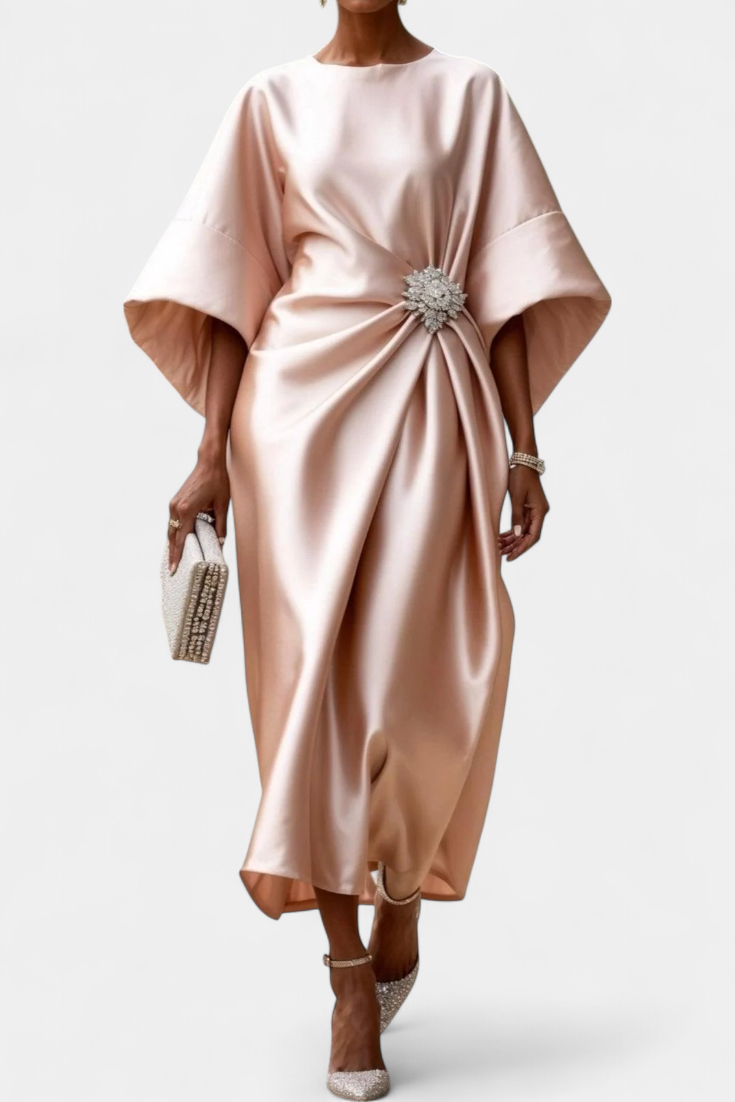 VESTIDO LARGO DE SATÉN UBELIA LUXE