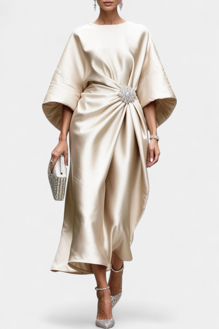 VESTIDO LARGO DE SATÉN UBELIA LUXE