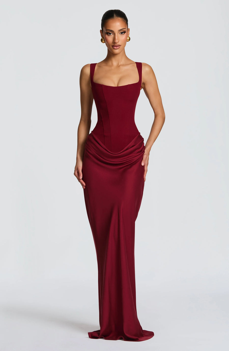 Vestido largo ajustado con espalda descubierta para mujer