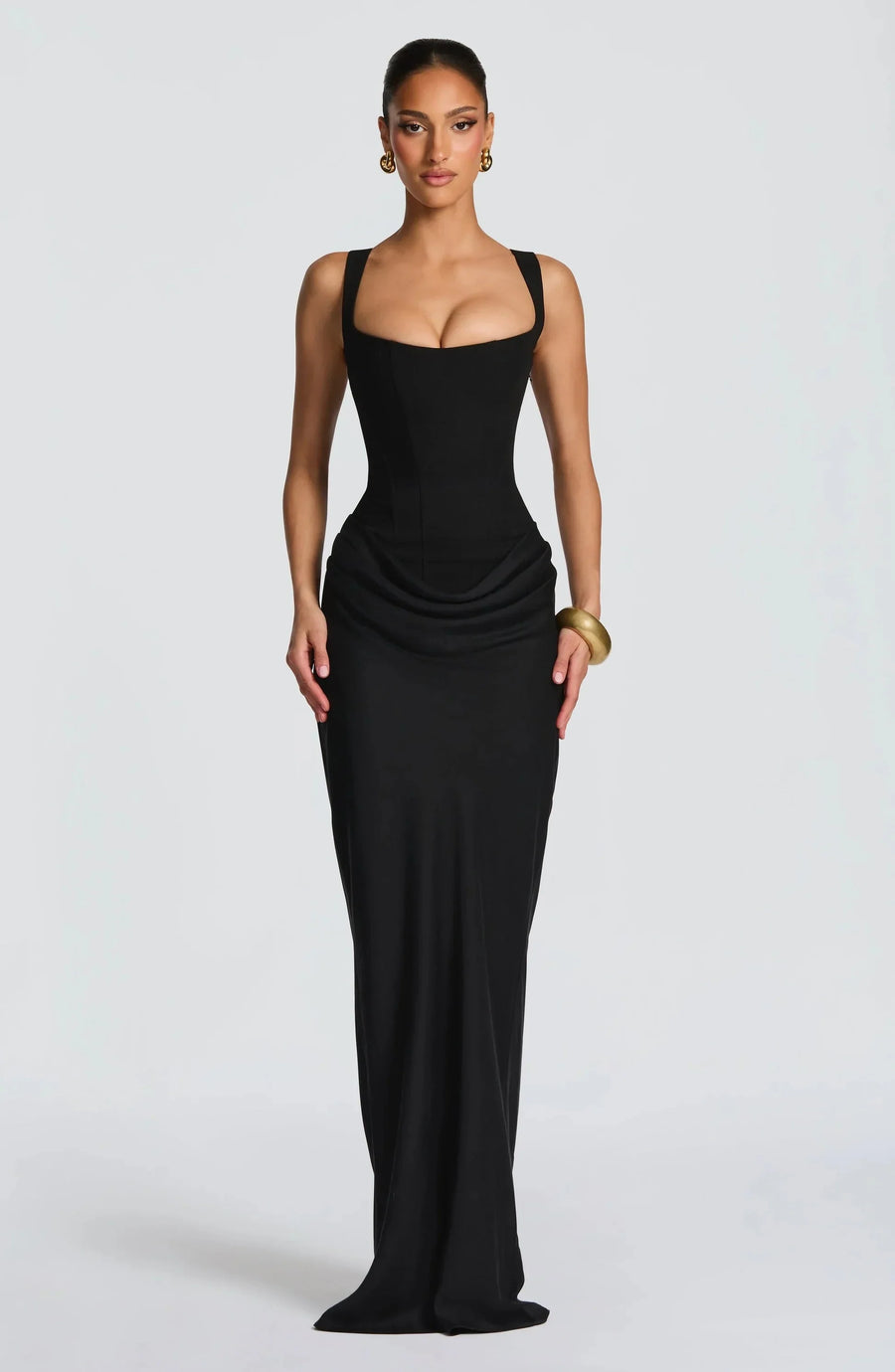 Vestido largo ajustado con espalda descubierta para mujer