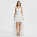 LUCIA | MUJER BLANCO VESTIDO NOVIA ASIMÉTRICO CON ESCOTE CORAZÓN Y APLIQUES CRISTAL | GLAMUROSO